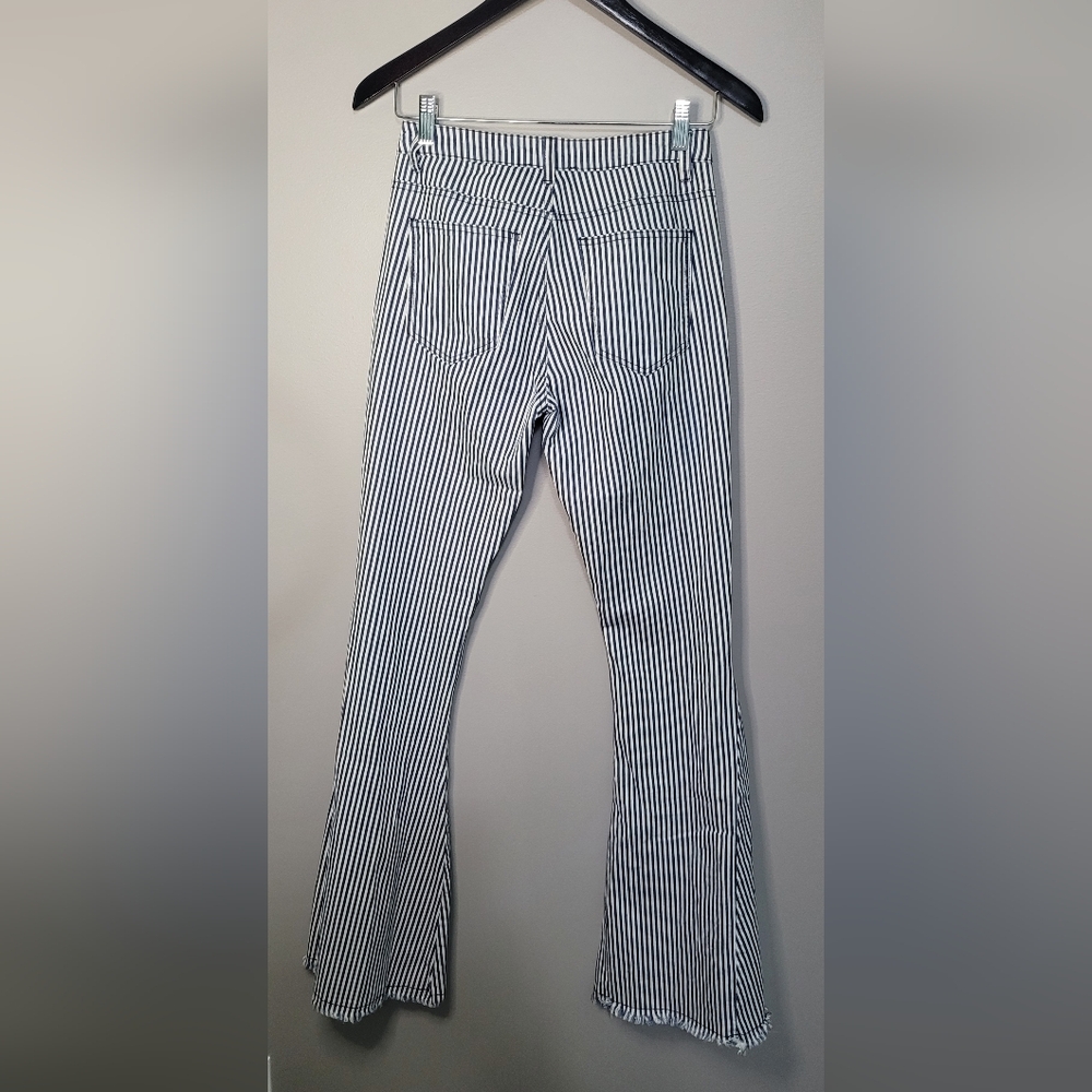 Saints & Hearts Striped Bell Bottom Jeans S Western Flare Festival Boho - Picture 6 of 7